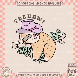 Yeehaw sloth PNG, Cute Cowboy Boots, Yeehaw Cowgirl Boots, Cute Trendy Designs for Stickers, Tshirts, Sweatshirts, Pins, Totes, Mugs
