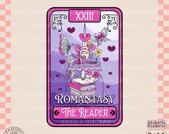 El lector de cartas de tarot PNG, lector de romance png, fantasía romántica png, lindo diseño de ratón de biblioteca para leer pegatinas, camisas, marcadores,