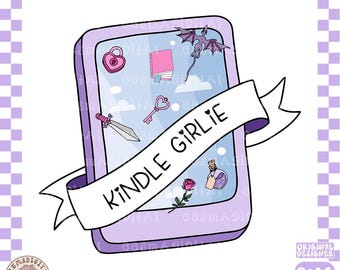 Romantasy reader kindle girlie PNG, Cute Trendy Bookish Clipart, Kindle Sticker Design, Booklover Commercial Use design, Romantasy Book Love