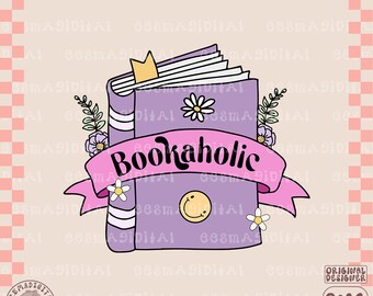 Archivo PNG adicto a los libros, Marcador png, Booktok Lindo diseño artístico librero de moda para camisas, pegatinas, marcadores, llaveros de motel, bolsos de mano, etc.