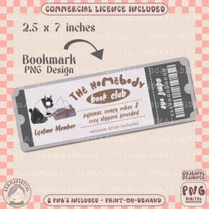 The homebody book club bookmark design, PNG File, Cute Artsy Creative Bookish Printable Bookmark Design for commercial use