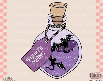 Fourth wing potion bottle PNG, Cute Trendy Aesthetic Fantasy Bookish Fourth Wing png design for Stickers, Bookmarks, Commercial png,
