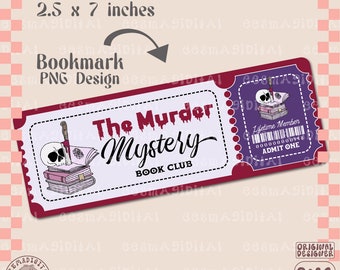 The murder mystery book club bookmark design, PNG File, Cute Artsy Creative Bookish Printable Bookmark Design for commercial use