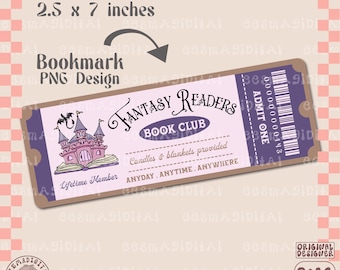 Diseño de marcador del club de lectura de romance de fantasía, archivo PNG, lindo diseño de marcador imprimible artístico y creativo para uso comercial