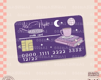 Tarjeta de crédito del club de lectura nocturna png, archivo PNG, lindo diseño librero de moda para pegatinas, camisas, marcadores, tazas, bolsos de mano, llaveros