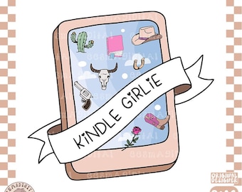 Cowboy Romance kindle girlie PNG, Cute Trendy Bookish Clipart, Kindle Sticker Design, Booklover Commercial Use design, Book Lover Design
