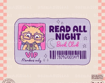 Lea todo Night Book Club Png, Book Lover Sublimation, Bookish Png, Lo mejor para camisas, pegatinas, marcadores y más para uso comercial