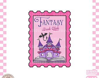 Fantasy Book Club Stamp PNG, Cute Trendy Aesthetic Fantasy Fourth Wing Dragon png design for sticker, Commercial Use