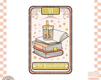 The booktrovert Tarot Card PNG, The Reader png, bookish tarot card png, Book lover sublimation design for stickers, Romance reader PNG File
