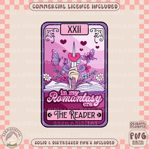 In meiner Romantik-Ära die Leser-Tarot-Karte PNG, Romantasy Book Club PNG, niedliches trendiges künstlerisches Design für Shirts, Aufkleber, Tassen usw.