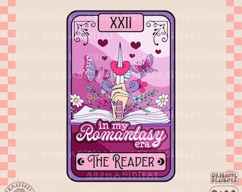 En mi era de romance, la carta del tarot del lector PNG, Romantasy Book Club PNG, lindo y moderno diseño artístico librero para camisas, calcomanías, tazas, etc.