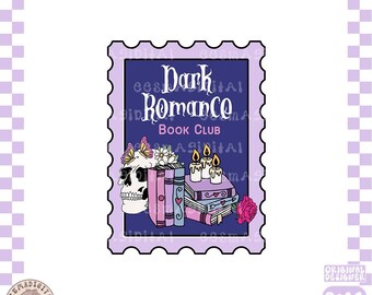 Dark Romance book club stamp PNG, Cute Trendy Aesthetic Dark Romance Romantasy Morally Gray Bookish Admit one Png design for Sticker,