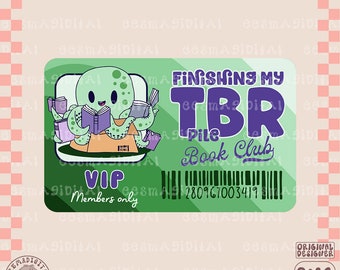 Finishing My TBR Pile book club png, cartão de livro png, design artístico bonito e moderno para camisas, adesivos, marcadores, copos, sacolas, etc.