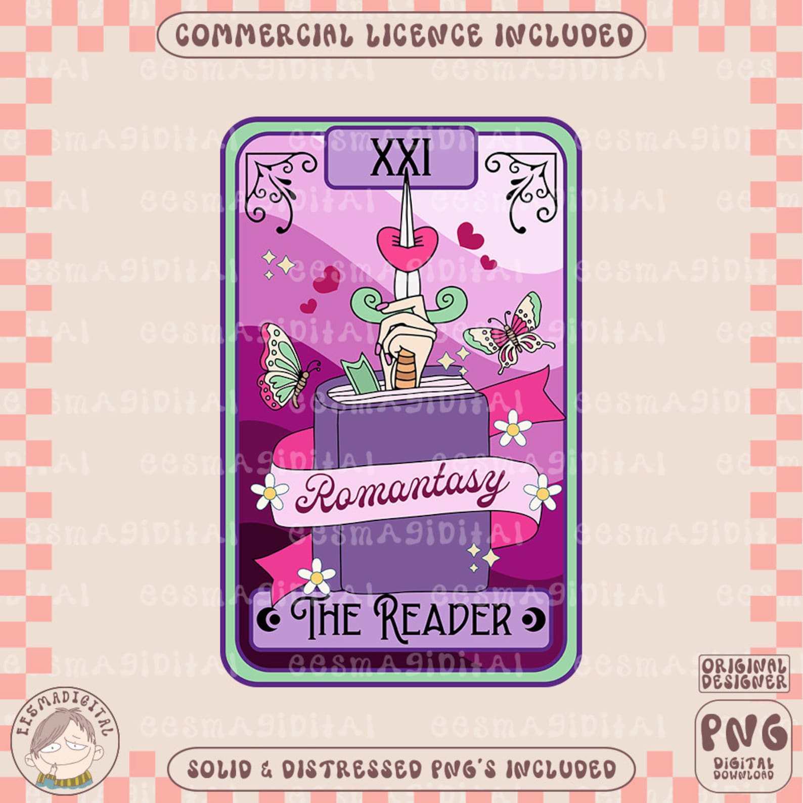 Romantasy Reader Romantasy the Reader Tarot Card PNG, Romantasy Reader Png, Romance ...