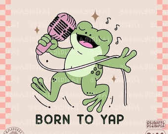 Nacido para ladrar, archivo PNG, lindo, moderno, divertido, sarcástico, vintage, retro, profesional de la salud mental, rana que grita, diseño de sublimación PNG