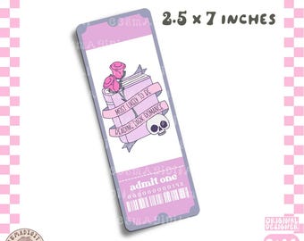 Reading Dark Romance Book Club Ticket Bookmark PNG, Cute Trendy Aesthetic Romance Romantasy Book Reader Printable Bookmark Design