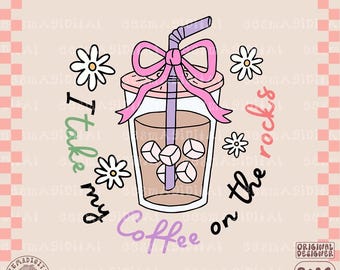 Tomo mi café con hielo PNG, diseño de calcomanía de adicto al café, margarita PNG, café helado, PNG de moda, PNG popular, lindo café helado PNG,