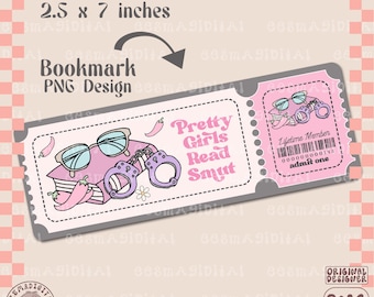 Pretty girls read smut bookmark design, smutty book PNG File, Cute Artsy Creative Bookish Printable Bookmark Design