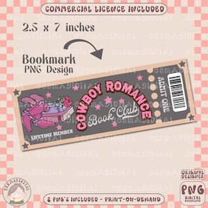 Cowboy Romance book club bookmark design, PNG File, Cute Creative Bookish Printable Bookmark Design for Commercial Use