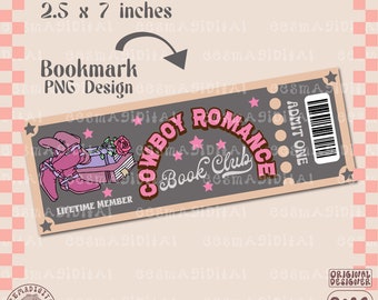 Cowboy Romance book club bookmark design, PNG File, Cute Creative Bookish Printable Bookmark Design for Commercial Use