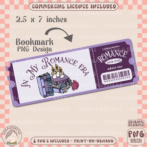 In my romance era bookmark design, romance book club bookmark PNG File, Cute Artsy Creative Bookish Printable Bookmark Design