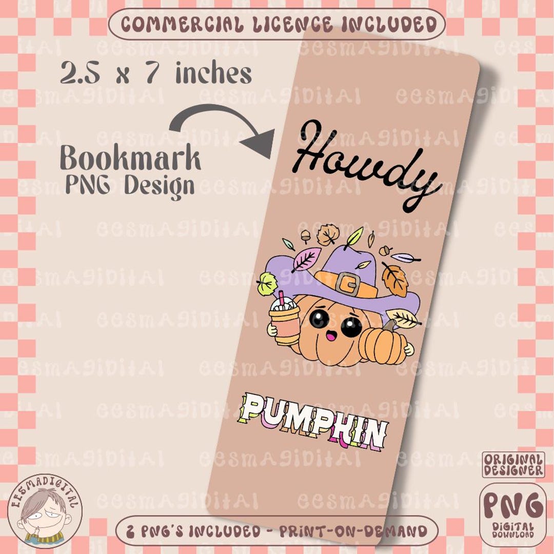 Howdy Pumpkin Bookmark Png, Fall Pumpkin Halloween Season Bookmark ...
