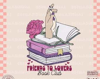 Club de lectura de amigos a amantes PNG, lindo diseño librero de moda para pegatinas, camisas, marcadores, tazas, bolsos de mano, llaveros y más - comercial