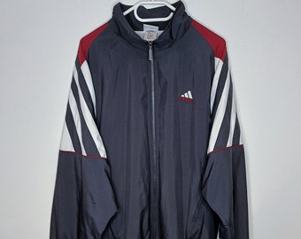 Vintage Adidas Light Windbreaker Jacket Zip Up Sweatshirt Size L Retro Style 90s y2k