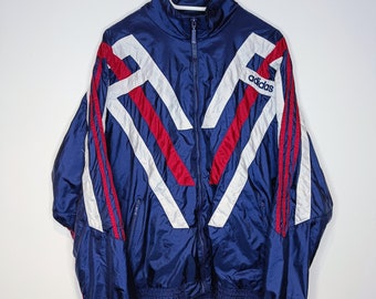 Vintage Adidas Light Windbreaker Jacket Zip Up Sweatshirt Size L Retro Style 90s y2k