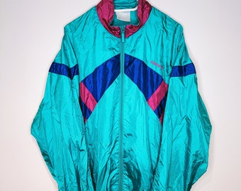 Vintage Adidas Light Windbreaker Jacke Zip Up Sweatshirt Größe XL Retro Style 90er y2k Oldschool Streetwear