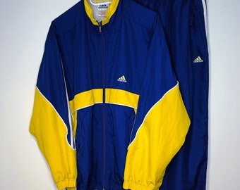 vintage Adidas Survêtement Set Coupe-vent Veste Zip Up Sweatshirt Track Jacket Pantalon Pantalon de survêtement Taille L / XL Style Rétro années 90 y2k Streetwear