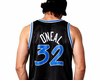 Vintage 90s Champion Orlando Magic Shaq O'Neal 32 Jersey Black NBA Basketball Throwback / Size XL