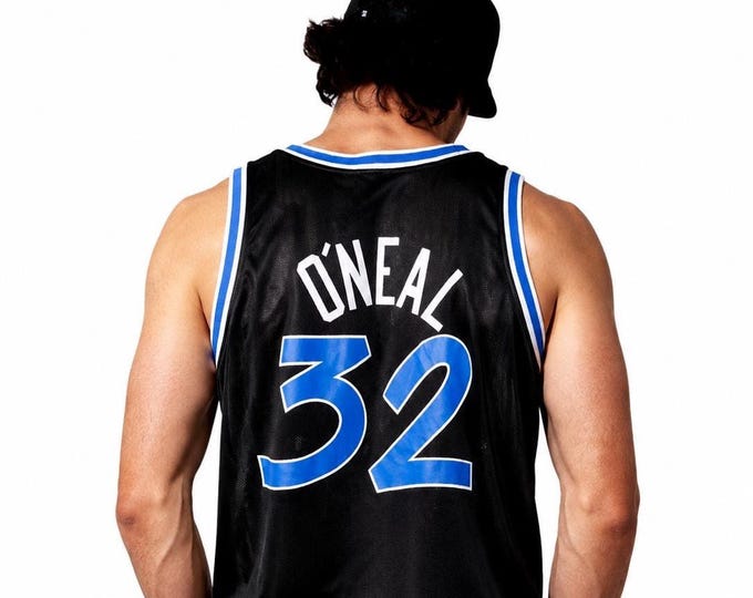 Vintage 90s Champion Orlando Magic Shaq O'Neal 32 Jersey Black NBA Basketball Throwback / Size XL