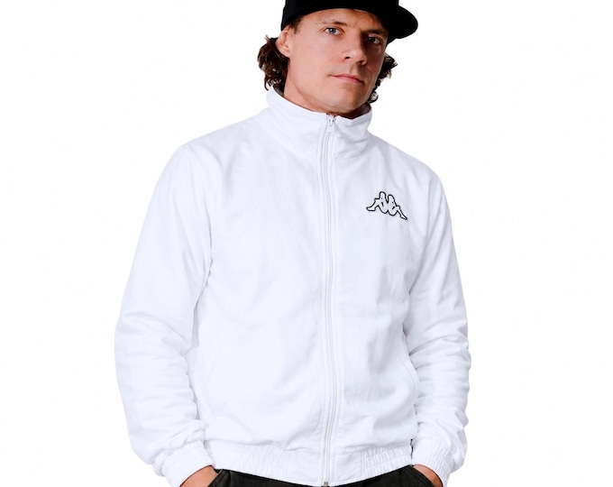 Vintage Kappa Light Windbreaker Jacket Zip Up Sweatshirt Track Jacket Size M Retro Style 90s y2k Oldschool Streetwear White