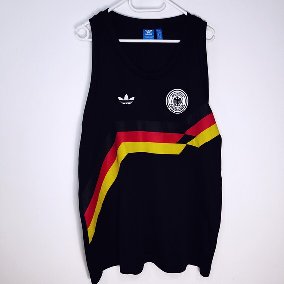 Vintage Adidas Top T-shirt Deutscher Fussball-Bund Size XL Retro Style 90s y2k Oldschool Streetwear Germany Football Black