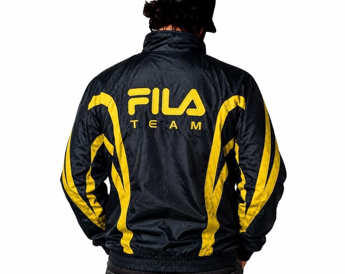 Vintage Fila Light Windbreaker Jacket Zip Up Sweatshirt Track Jacket Size M Retro Style 90s y2k Oldschool Streetwear