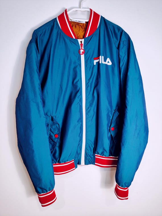 Vintage FILA Skyler Black Line Bomber Jacket Size M Retro