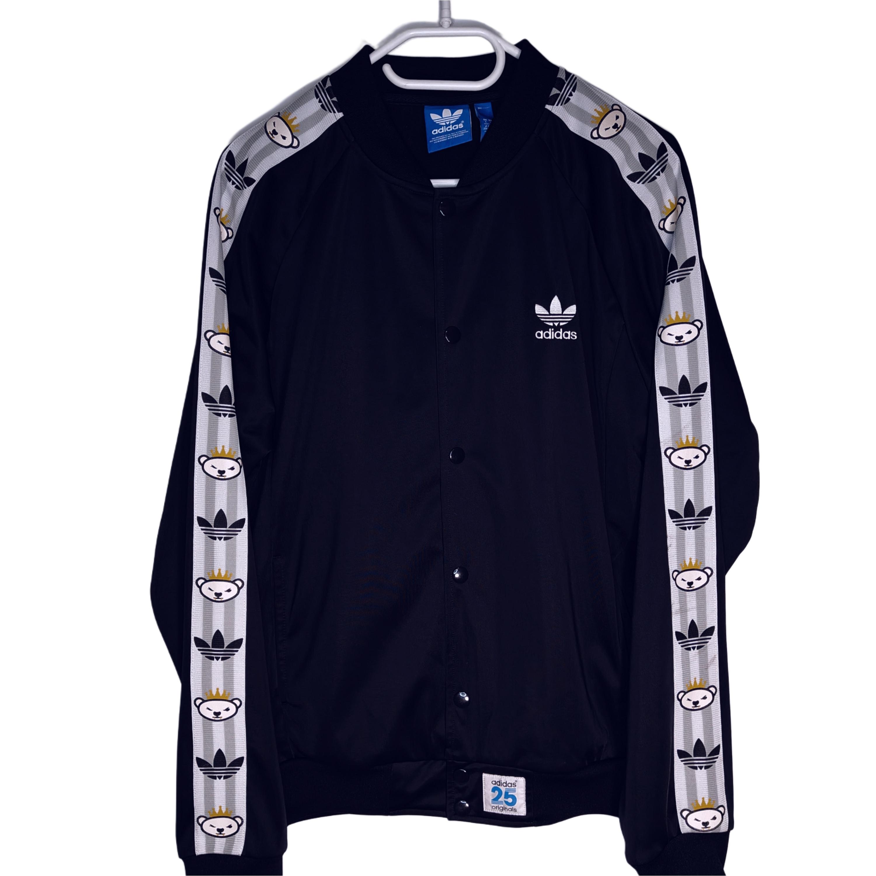 Vintage 90s Adidas X Nigo Bear Track Jacket Black Trefoil Snap