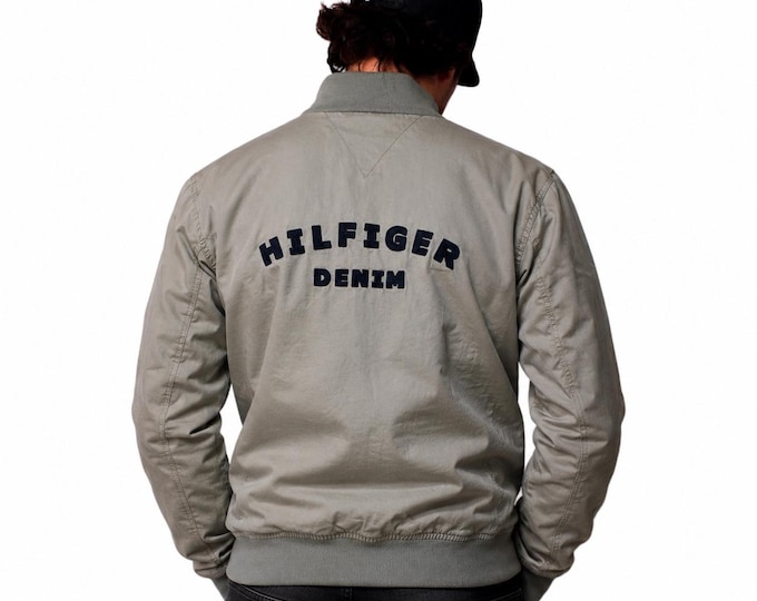 Vintage Tommy Hilfiger Denim Track Jacket Zip Up Sweatshirt Size M Retro Style 90s y2k Oldschool Streetwear