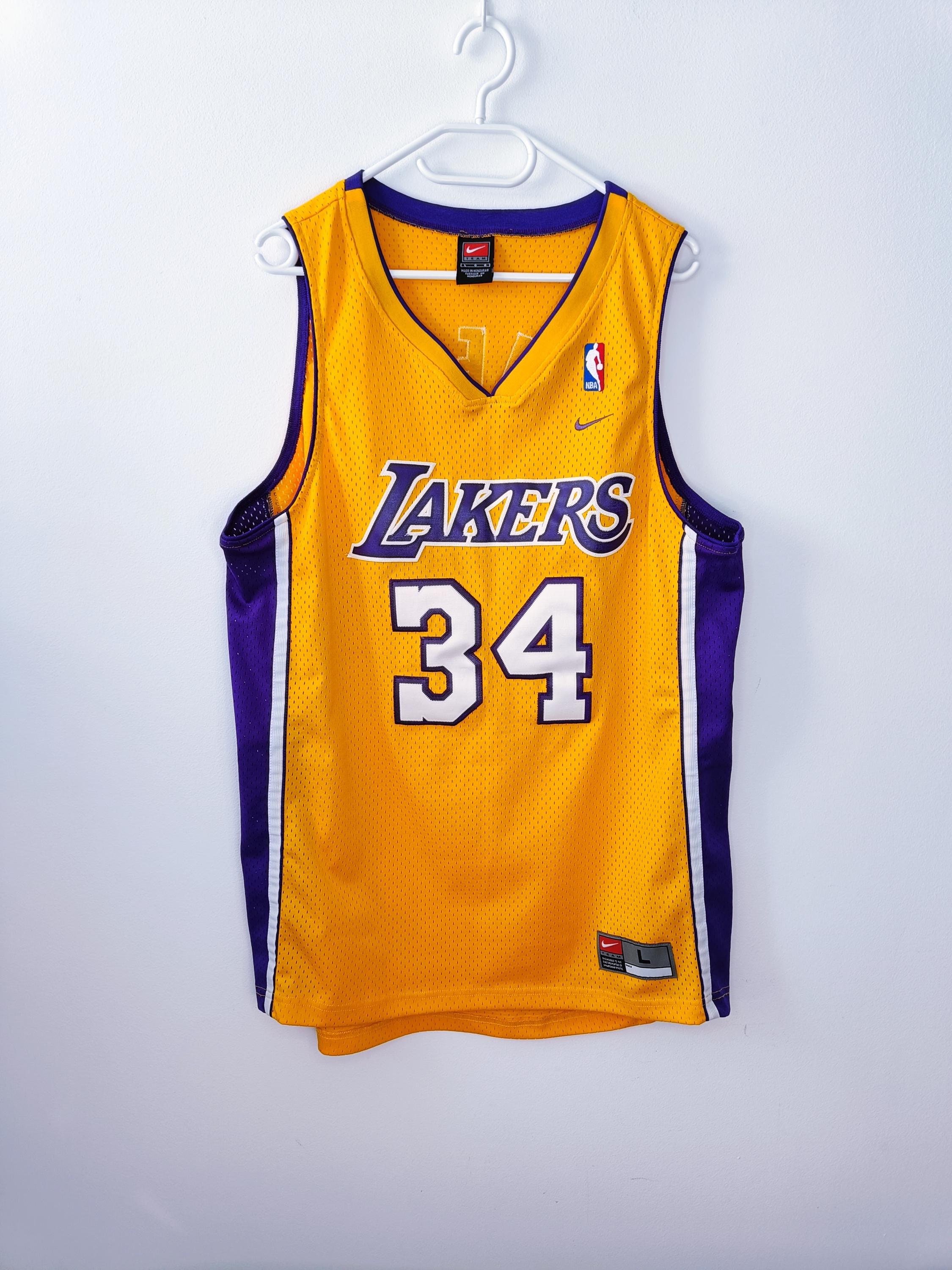Vintage Nike Shaquille O'neal #34 Los Angeles Lakers Yellow Jersey