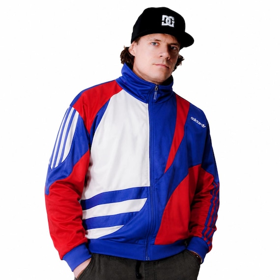 Vintage Adidas Zip up Sweatshirt Track Jacket Size L Retro Style