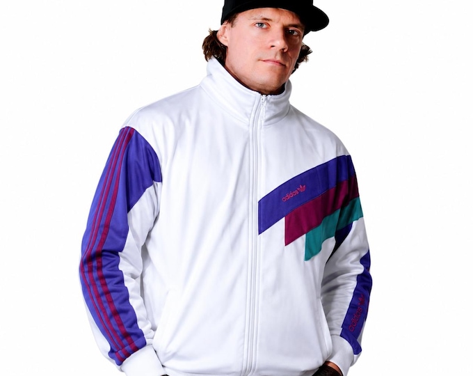 Vintage Adidas Zip Up Sweatshirt Track Jacket Size S/M Retro Style 90s y2k Oldschool Streetwear White