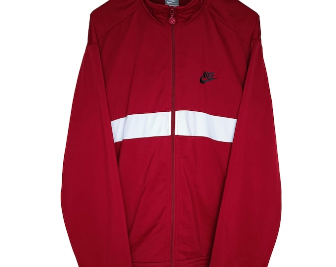 Vintage Nike Zip Up Sweatshirt Track Jacket Size L Retro Style 90s y2k Oldschool Streetwear Red