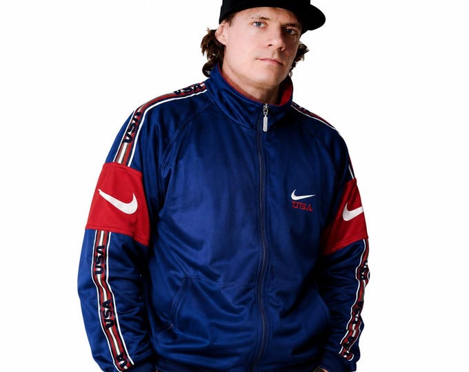 Vintage Nike USA Zip Up Sweatshirt Track Jacket Size XL Retro Style 90s y2k Oldschool Streetwear