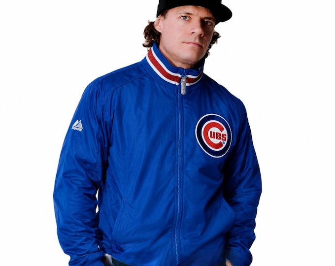 Vintage Majestic Chicago Cubs MLB Windbreaker Jacket Zip Up Sweatshirt Size S/M Women's Retro Style 90s y2k Oldschool Streetwear