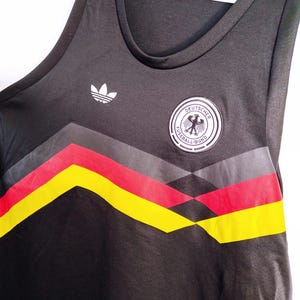 Vintage Adidas Top T-shirt Deutscher Fussball-Bund Size XL Retro Style 90s y2k Oldschool Streetwear Germany Football Black zdjęcie 2