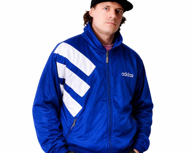 Vintage Adidas Zip Up Sweatshirt Track Jacket Size L/XL Retro Style 90s y2k Oldschool Streetwear