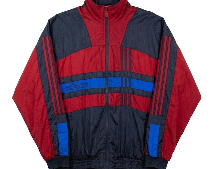 Vintage Adidas Light Windbreaker Jacket Zip Up Sweatshirt Size L Retro Style 90s y2k