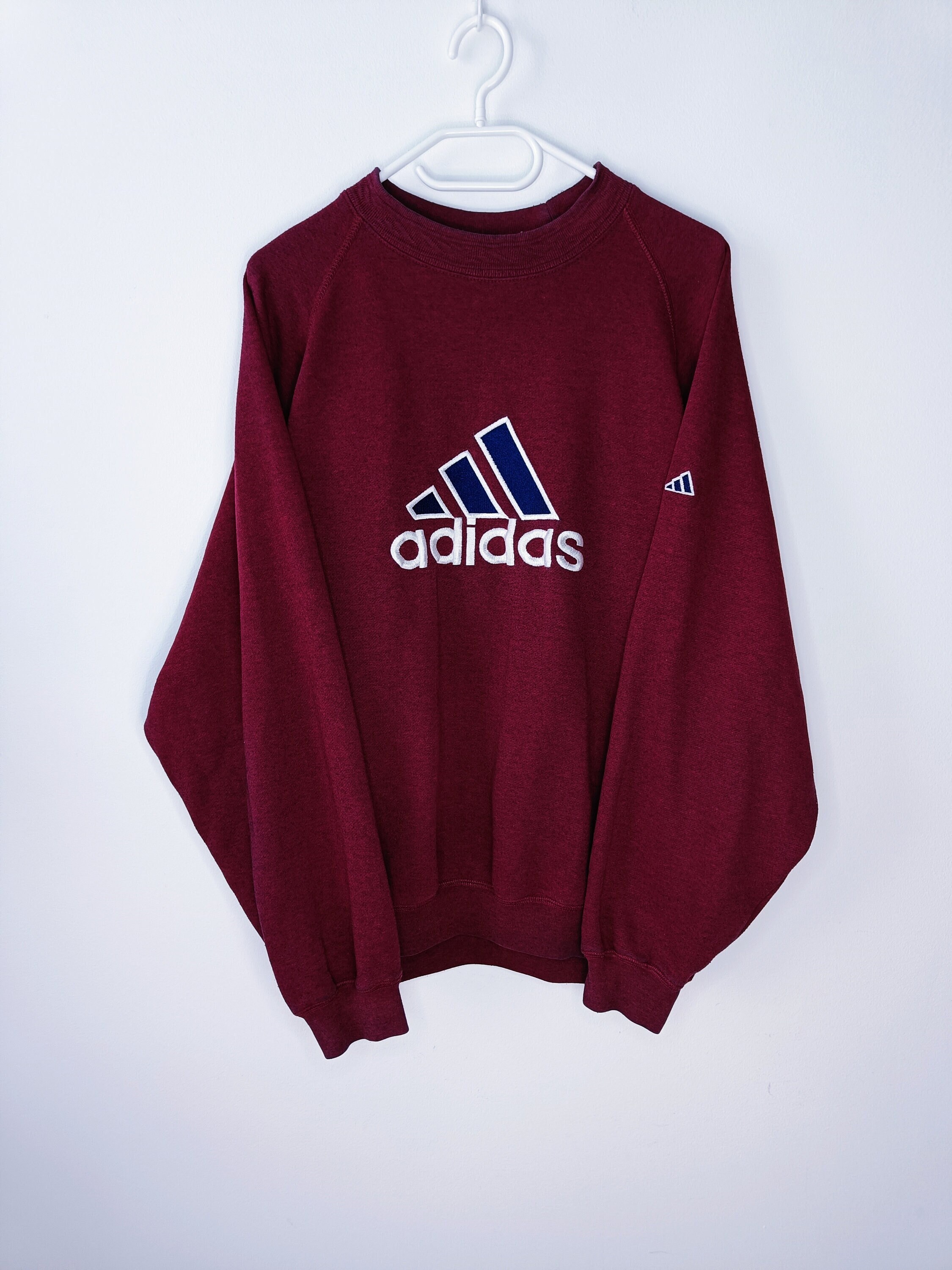 Vintage Adidas Sweatshirt Pullover GroBe M Retro Style 90er Jahre Y2K Oldschool Streetwear Burgund Etsy