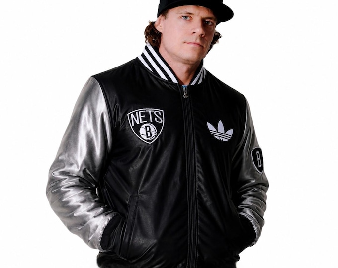 Vintage Adidas x Brooklyn Nets Varsity Bomber Track Jacket NBA Basketball / Women's Size M (38)
